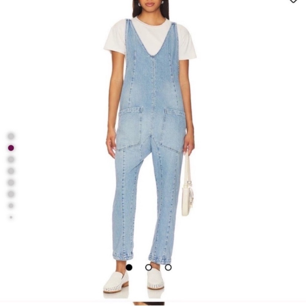 NEW Free People We The Free High Roller Overalls jumpsuit in Whimsy Blue size M